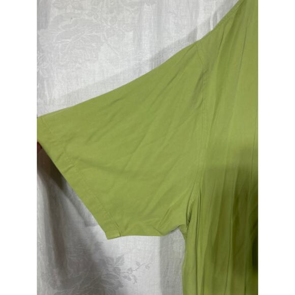 Tommy Bahama Button Up 4XB Sage Green Solid 100% Silk Short Sleeve Wood Button - Picture 3 of 11